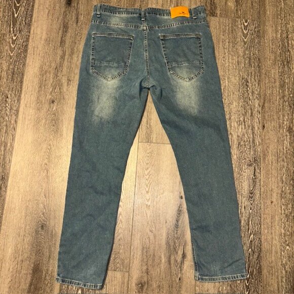 Smith & Mills Jeans Mens 38x30.5 Blue Straight Stretch Mid Rise Med Wash Denim - Picture 3 of 7